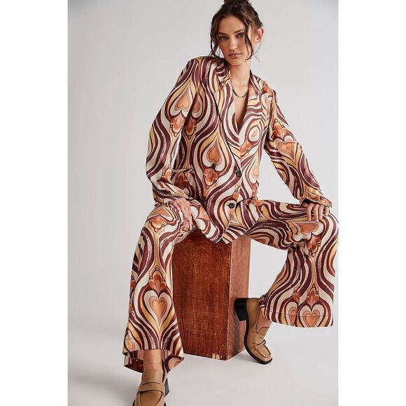Free People Pants - Free people One Way Out Printed Suit size 8